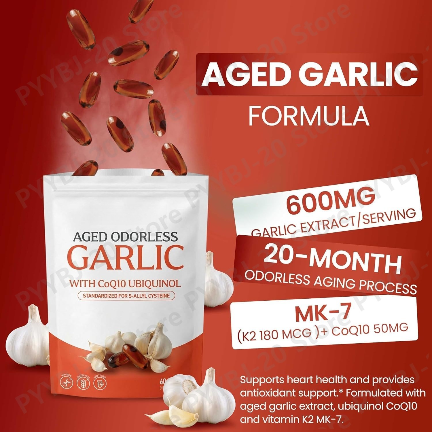 Coq10 Ubiquinol Softgel - Aged Odorless Garlic Softgels 60ct -