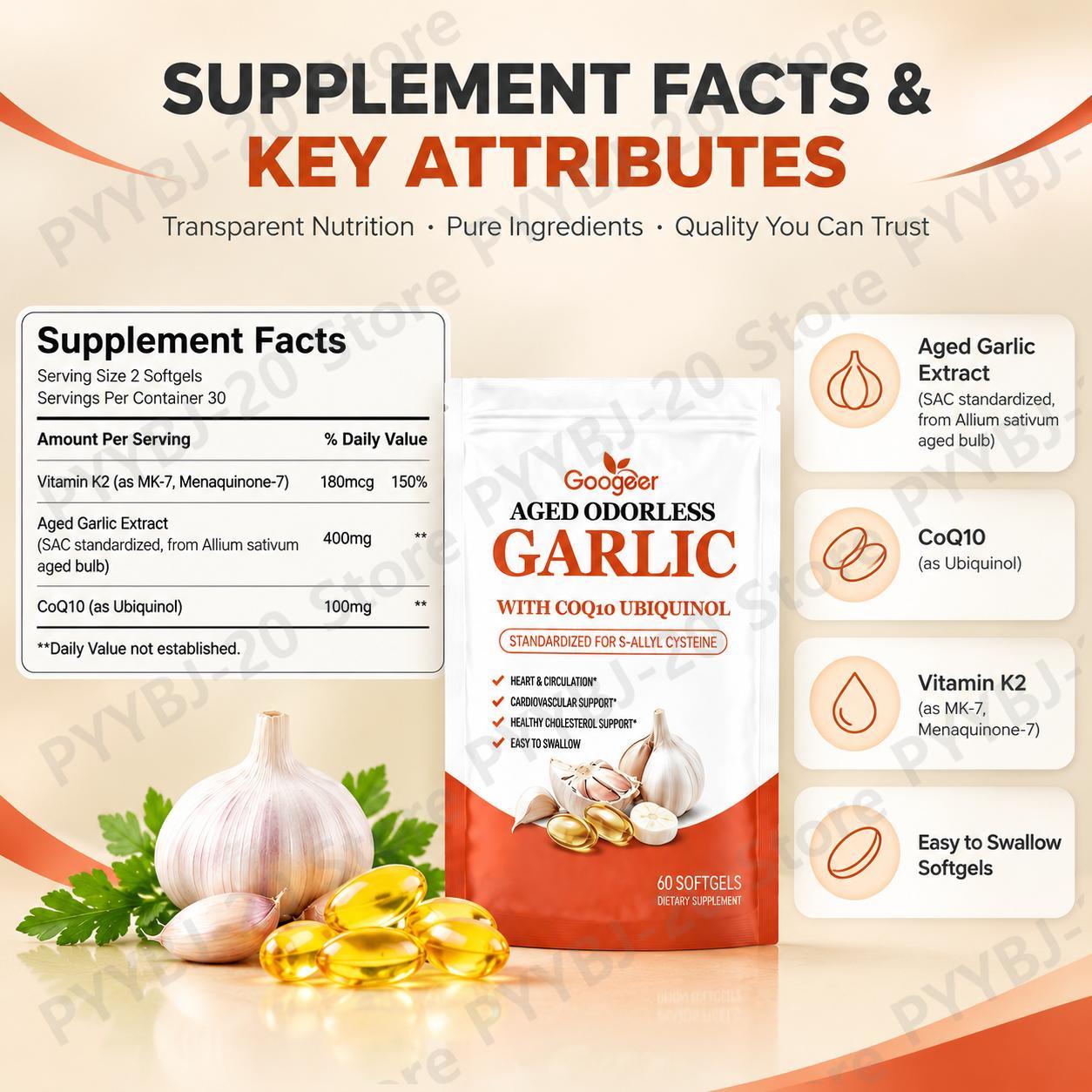 Googeer Aged Odorless Garlic S - Coq10 Ubiquinol Softgel review and price
